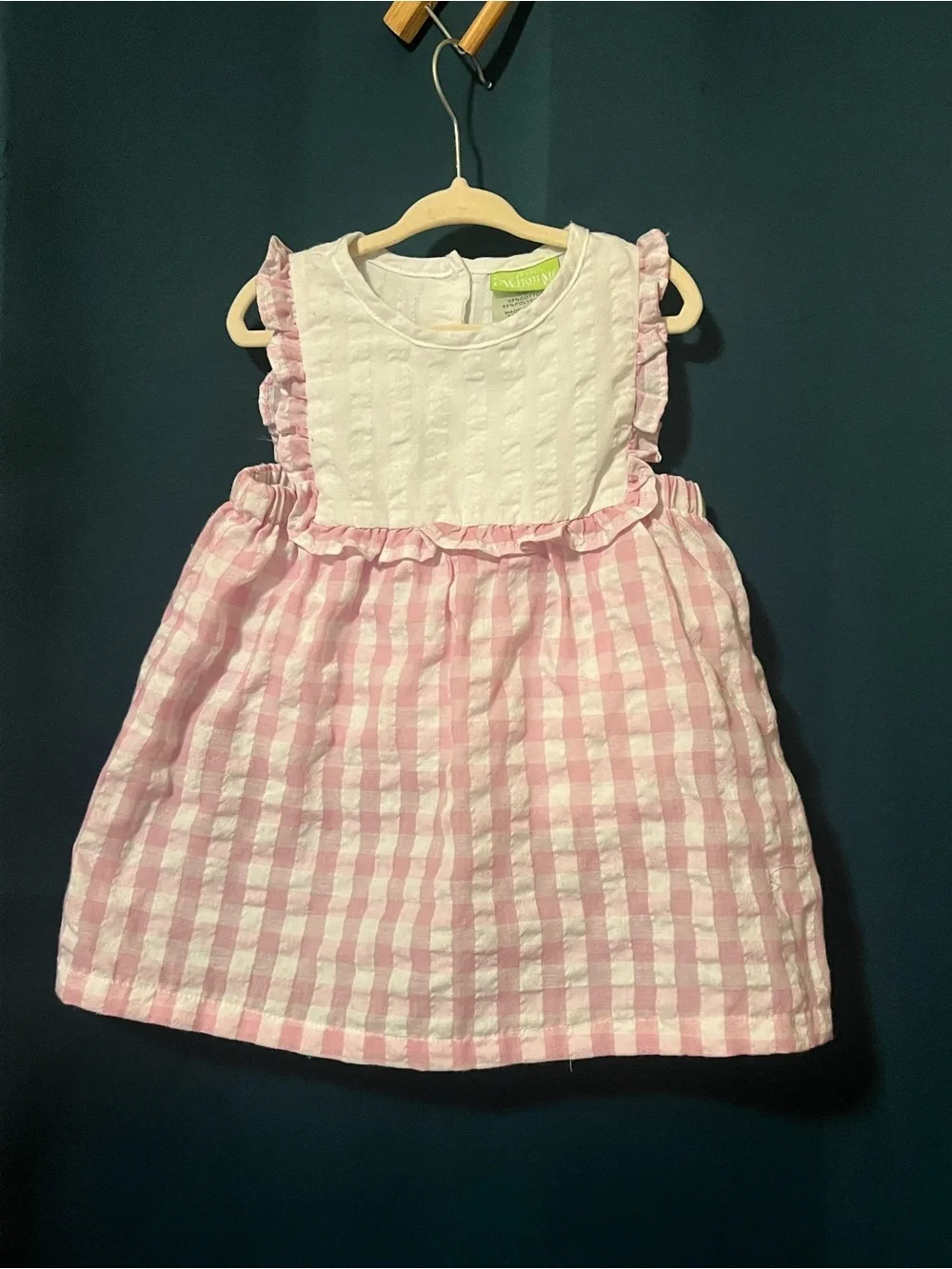 White & Pink Gingham Ruffle Sundress top for Girls
